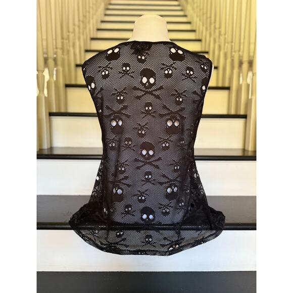 Vintage TRIPP NYC Skull Black Tank Top Goth Punk Rave Grunge Cosplay Techno - Picture 4 of 12